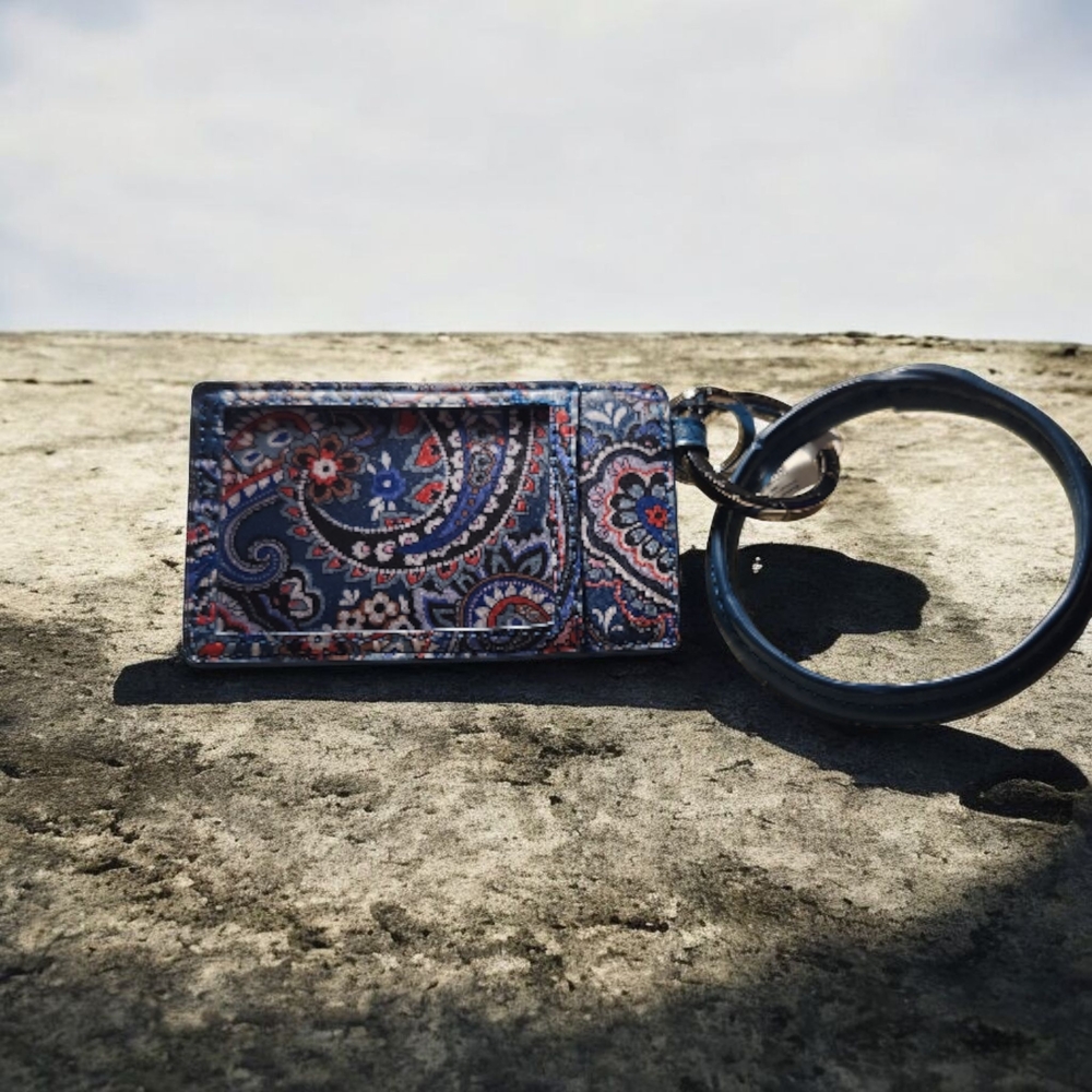 Vera Bradley Blue and Red Paisley Keychain Wallet. NWT